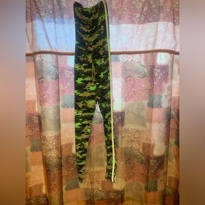 Camouflage strapless jumpsuit.